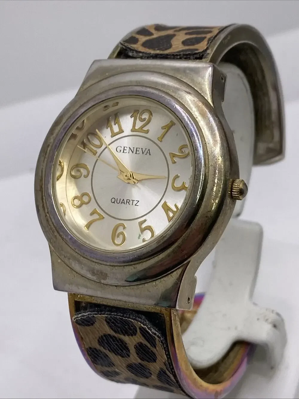 Geneva Gold Cheetah Leopard Watch Works New Battery